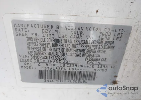 2019 Nissan Kicks S from USA, damaged, VIN 3N1CP5CU1KL502626